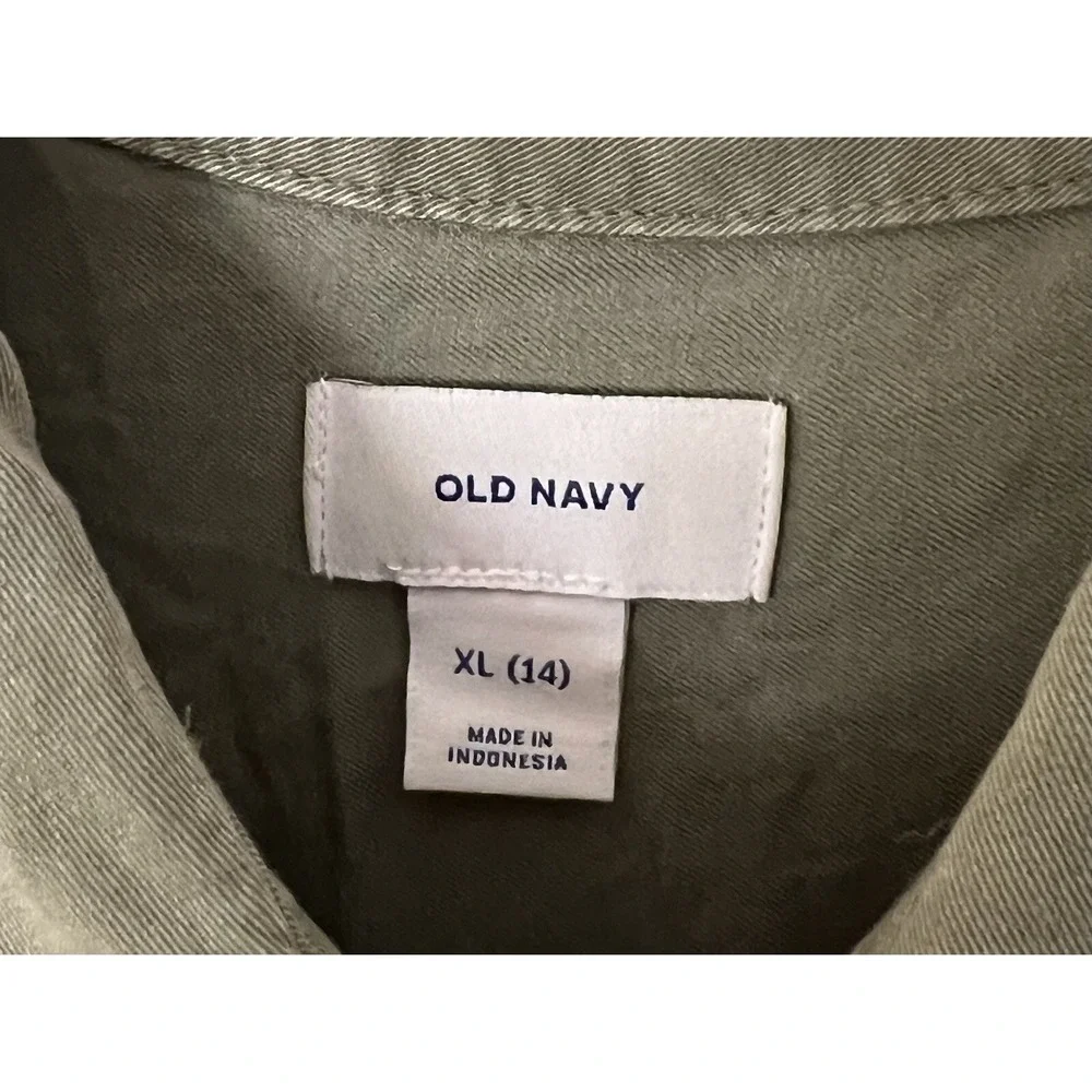 Old Navy Long Sleeve‎ Jogger Leg Utility Jumpsuit Girls Size XL 14 Green Pockets